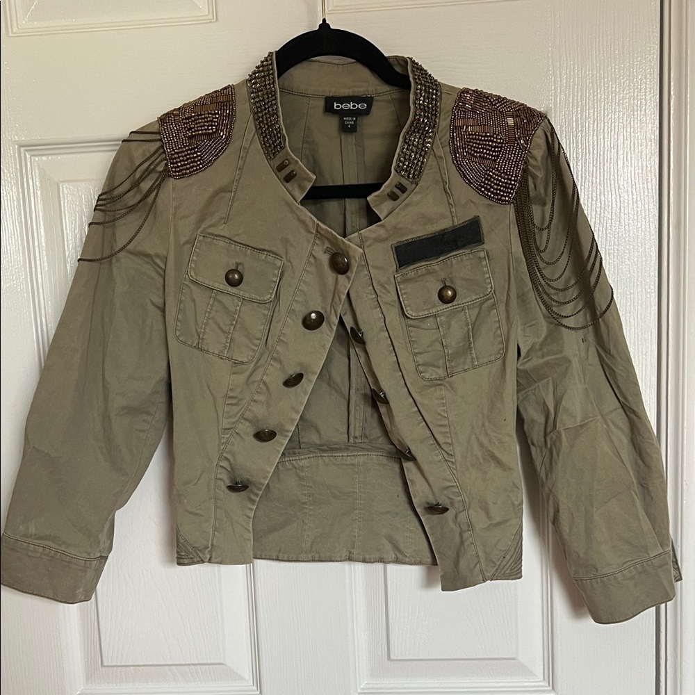 Bebe Women's Khaki Embellished Utility Jacket